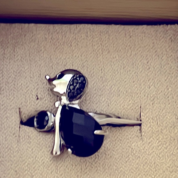 Sterling Silver Black Spinel Ring Size 9 Puppy Dog Silver Ring - Picture 2 of 4